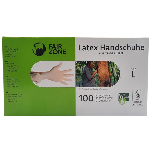 FAIR ZONE Einweg Latex Handschuhe Large 100pc - FSC 100% NC- COC - 029595