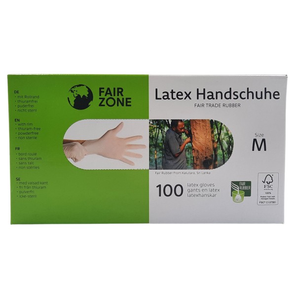 FAIR ZONE Einweg Latex Handschuhe Medium 100pc - FSC 100% NC- COC - 029595